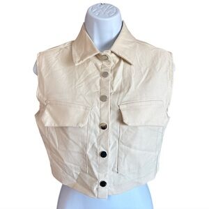 Windsor Cream Sleeveless Snap Up Vest Size Small New with Tags